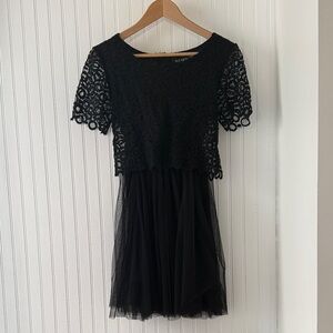 Black Lace & Tulle Short Dress